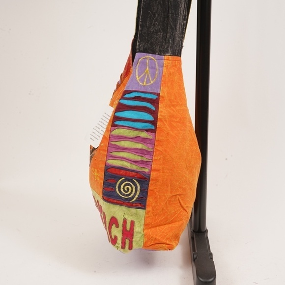 Shoreline Virginia Beach Orange With Peace Signs‎ Large Tote Bag - Picture 4 of 16